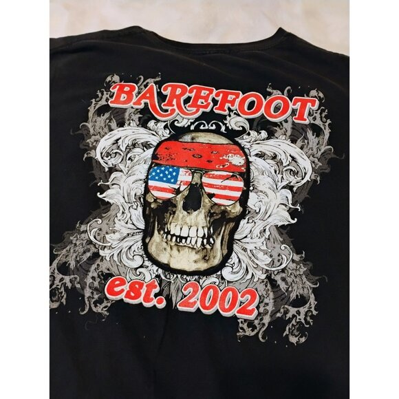 American Flag Skull T Shirt XL Bandana Barefoot Est 2002 - Picture 1 of 5
